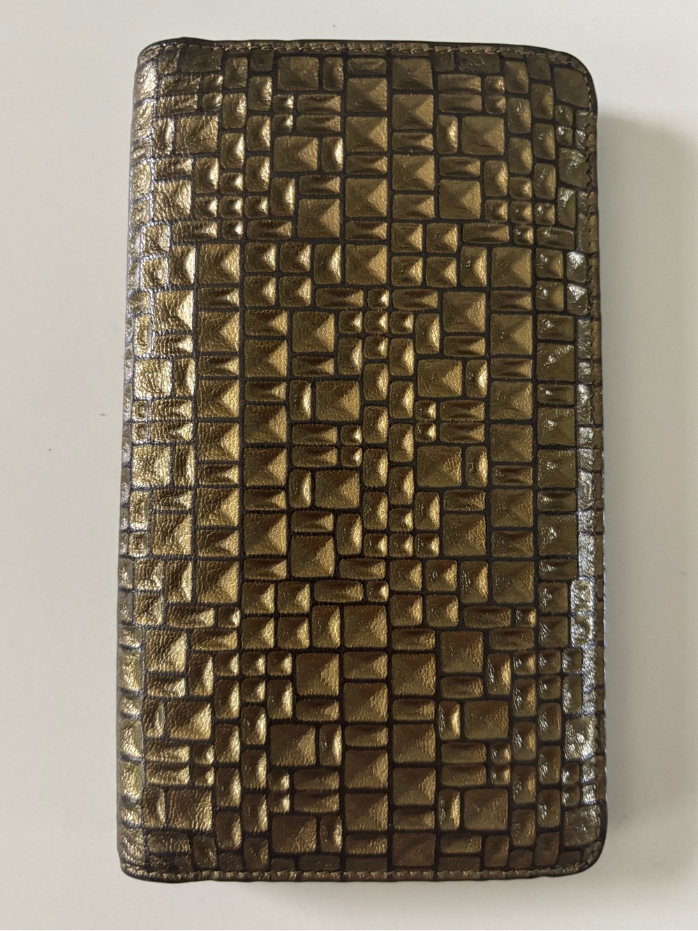 CHANEL Metallic Bronze Mosaic Tile Texture Wallet w/ Box & Crossbody Chain RARE - Picture 16 of 17
